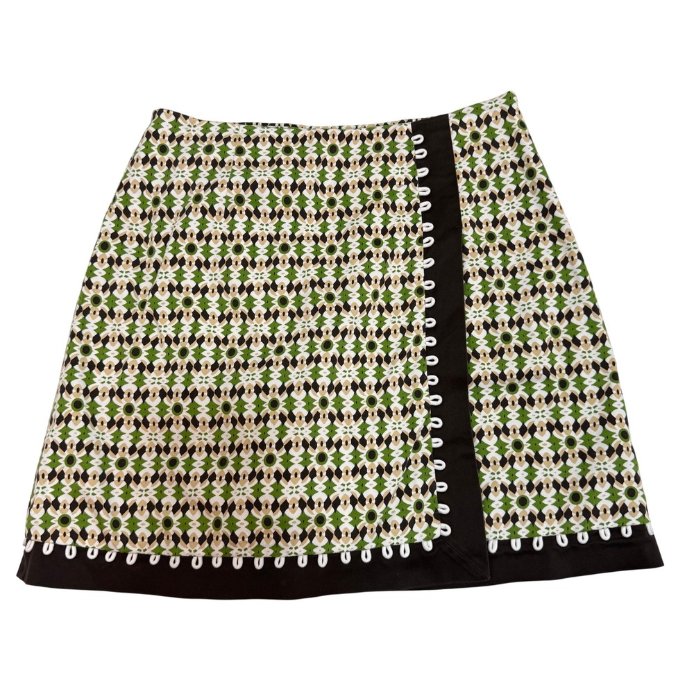 Harold's Geometric Mini Skort‎ Green Mod Retro Preppy Twee Y2K Cotton Size 4